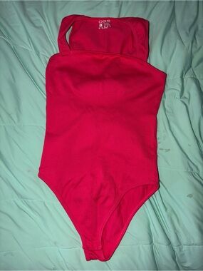 Girls Hot Pink Ribbed One-Piece bodysuit